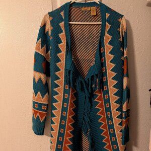 Wrangler Open Front Trench Aztec Fring Cardigan
